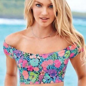 Victoria's Secret Swim crop bathing suit top size Large floral print